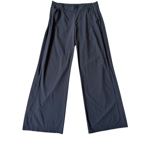 Athleta Gramercy Wide Leg Button Track Trouser Pants Black size 8 - Picture 3 of 12